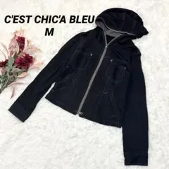 C'EST CHIC'A BLEU パーカー M ネイビー 綿100% コットン