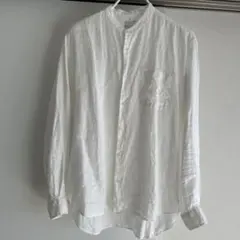 無印良品 MUJI 麻 スタンドカラーシャツ ホワイト M