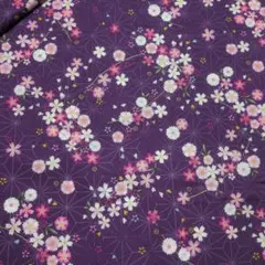 108✕58 小桜柄　桜柄　さくら　紫　和柄　コットンシーチング　綿生地