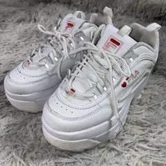 FILA フィラ　ディスラプター2 ホワイト　超厚底スニーカー　ハート　23.0