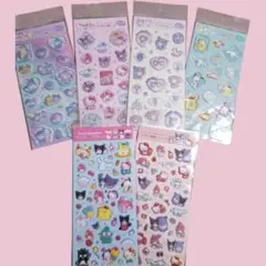 すりガラス風サンリオシール４枚★ラメ入り樹脂もりシール２枚★サンリオ正規品