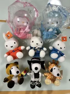 スヌーピー・ミッフィー・ハローキティ くまのプーさんぬいぐるみ９個セット他おまけ