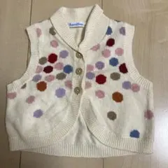 familiar ドット柄 ニットベスト70