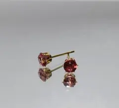 【005】天然石　ピンクトパーズ　4mm　立て爪ピアス　サージカルステンレス