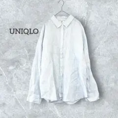 【ユニクロ】 麻100% プレミアムリネンストライプシャツ 長袖 大きいサイズ