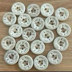 新品未使用　ナチュラルハート柄　20個　ウッドボタン　木のボタン　15mm