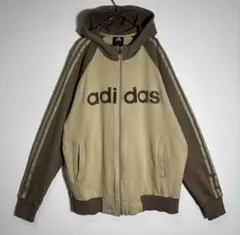adidas アディダス プリントロゴ　ジップアップパーカー