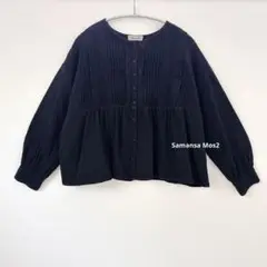 【美品】サマンサモスモス　切替ピンタックブラウス　ブラック