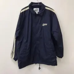 PUMA ヒットユニオン ナイロンジャケット ワンポイントロゴ刺繍 ネイビー L