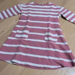 GU キッズ ボーダーワンピース ピンク