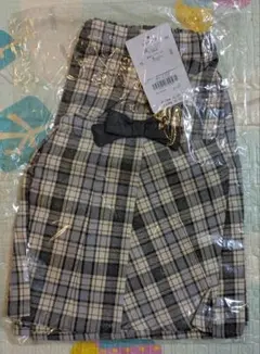 新品　スラップスリップ　リボン付きチェック柄プリーツスカパン　130