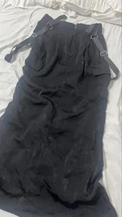 黒いスエード風サロペット ベロア生地