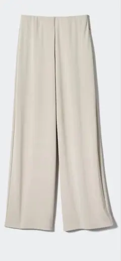 タグ付未使用品　丈長め クレープジャージーストレートパンツ　ナチュラル　XXL