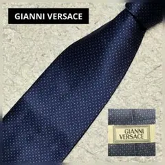 GIANNI VERSACE ネクタイ メデューサ グレカ　ドット 紺 シルクのサムネイル