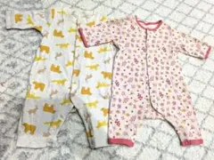 動物柄と花柄ロンパースセット 60cm