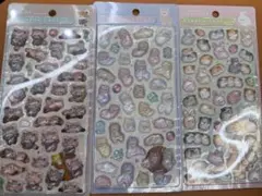 正規ボンボンドロップシール 　モルモット＆うさぎ　アルパカ　レッサーパンダ　3枚