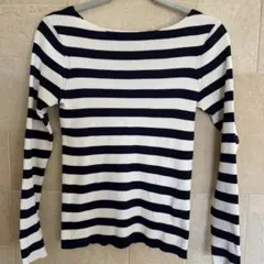 IÉNA ボーダー柄 長袖ボートネックリブニットセーター