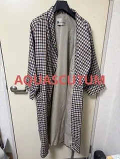 【希少】アクアスキュータム クラブチェック ロングガウンコート ヴィンテージ