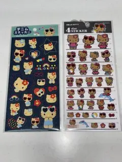 サンリオ　ハローキティ　デニムステッカー　4サイズステッカー　日焼けキティ