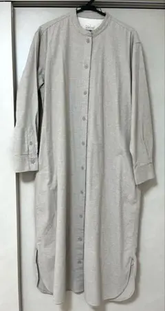 ⭐︎コトリ様専用⭐︎両面起毛フランネルスタンドカラー長袖ワンピース婦人Ｌ・ベージュ