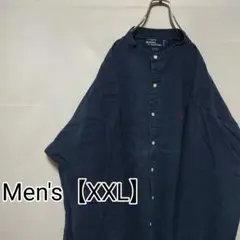 T96【US輸入】ラルフローレン　長袖シャツ【メンズXXL相当】ネイビー
