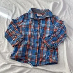 青チェック　シャツ　2T