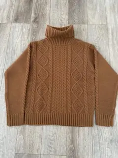 ZIP FIVE ブラウン タートルネック セーター M