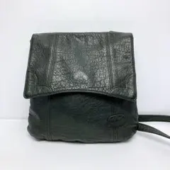 3217△ IBIZA 黒 レザー ショルダーバッグ