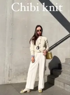 sorm'86 アイボリー ケーブル編み カーディガン　チビニット