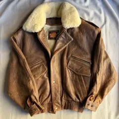 VINTAGE シープスキン　羊皮　レザージャケット　ブルゾン　ムートン