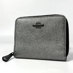 美品 COACH コーチ メタリック シルバー 二つ折り 折り財布 F29445