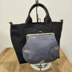 ミナペルホネン/cyoucyoちょうちょグレイ/がま口ポケット付きトート