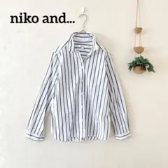 niko and... ニコアンド 襟ワイヤー入り ストライプシャツ サイズ3