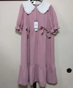 新品　タグ付　ギンガム　チェック　赤　ワンピース　3L