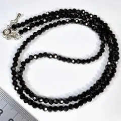 サービス品＊ブラックオニキスのシンプルなロングネックレスi45