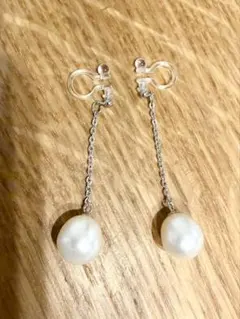 本真珠　イヤリング　ストーン