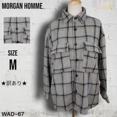 MORGAN HOMME　美品　チェック柄　コート　柄シャツ　ポケット　古着　M
