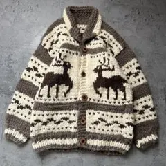 美品 CANADA製 LAINE WOOL 100% カウチン ニット セーター