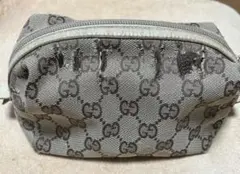 Gucci GGポーチ ベージュ　生地破れあり