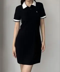 ジュノア Louere ロゴ刺繍ミニポロワンピース BK Lサイズ最終値下げ
