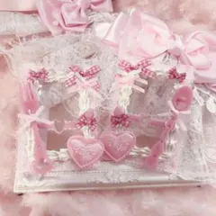 ホイップデコ クリアケースデコ リボン レース 量産型 ピンク