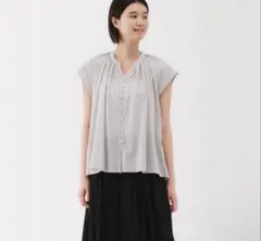 強撚ボイルフレンチスリーブブラウス　無印良品