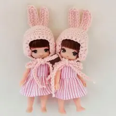 h105 ミキちゃんマキちゃん　ハンドメイド　服　ワンピース×帽子セット