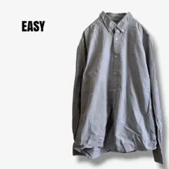 sy64026 EASY オックスフォードシャツ L グレー ボタンダウン 刺繍のサムネイル