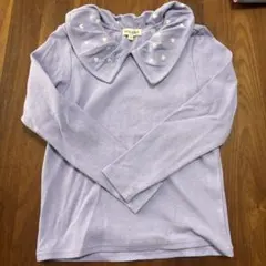 SHOO・LA・RUE　長袖カットソー　120 パープル　ハート柄襟