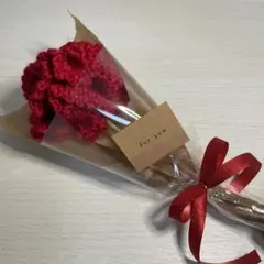 母の日　カーネーション　編み物　花束　枯れない花　毛糸　メッセージカード付