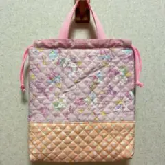 ハンドメイド　シューズケース　上履き袋　ユニコーン柄　ピンク色　バニラポップ