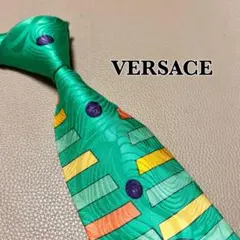 ジャンニヴェルサーチ　ネクタイ　ストライプ ドット　チェック　グリーン