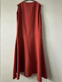 美品〉ADEAM ベルテッドパラシュートドレス ノースリーブワンピース 赤