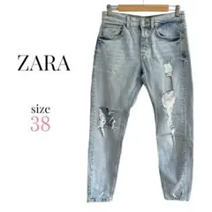 ザラ【38】ダメージデニム ジーンズ ジーパン ヴィンテージ風 トレンド 可愛い